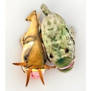 Bass Pro Shops Fish Plush Lot Largemouth Bass Catfish Stuffed Fishing Cabin